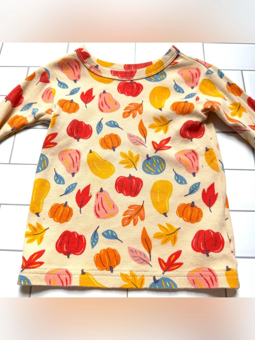 18-24M🍂 GAP Organic Cotton Long Sleeve Pajamas Set Fall Harvest Leaves & Pumpkin